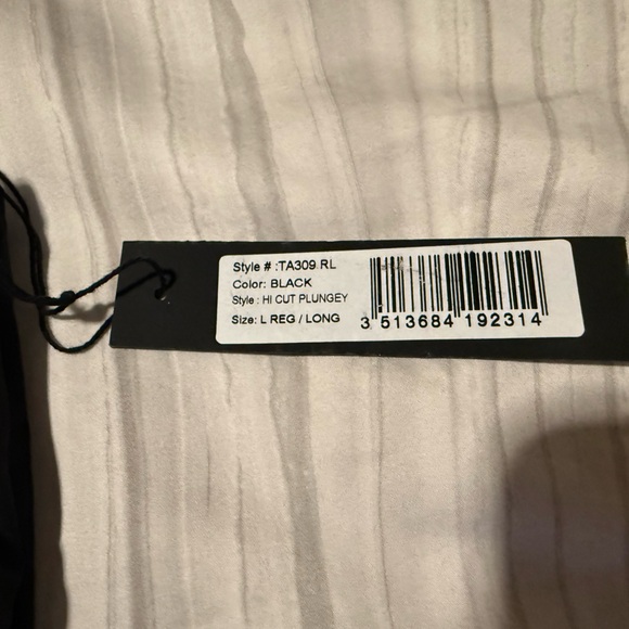 TA3 Hi Cut Plungey Black One-Piece Swimsuit NWT L REG / LONG - Picture 5 of 6